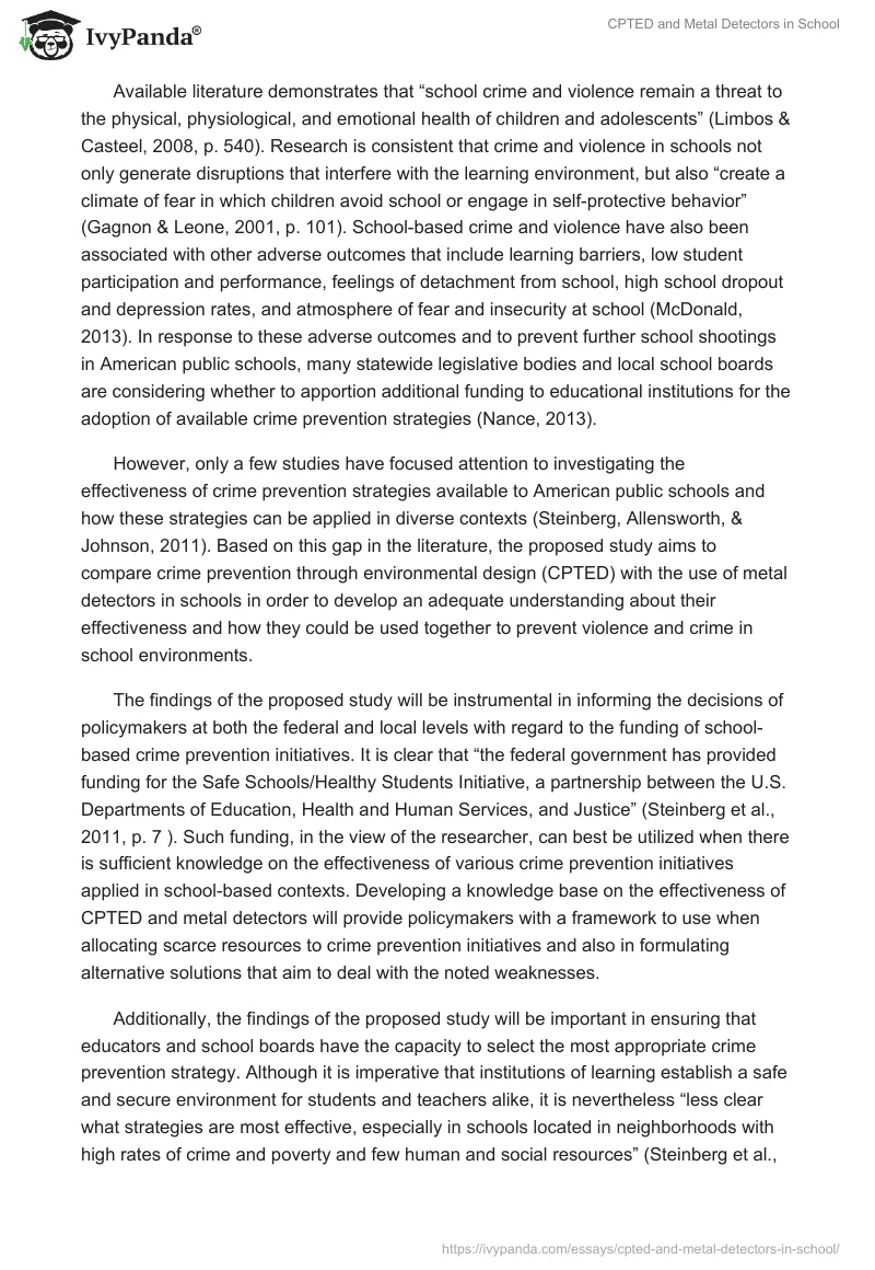 CPTED and Metal Detectors in School. Page 2