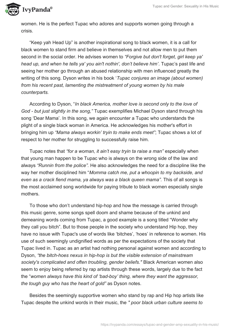 Tupac and Gender: Sexuality in His Music. Page 2