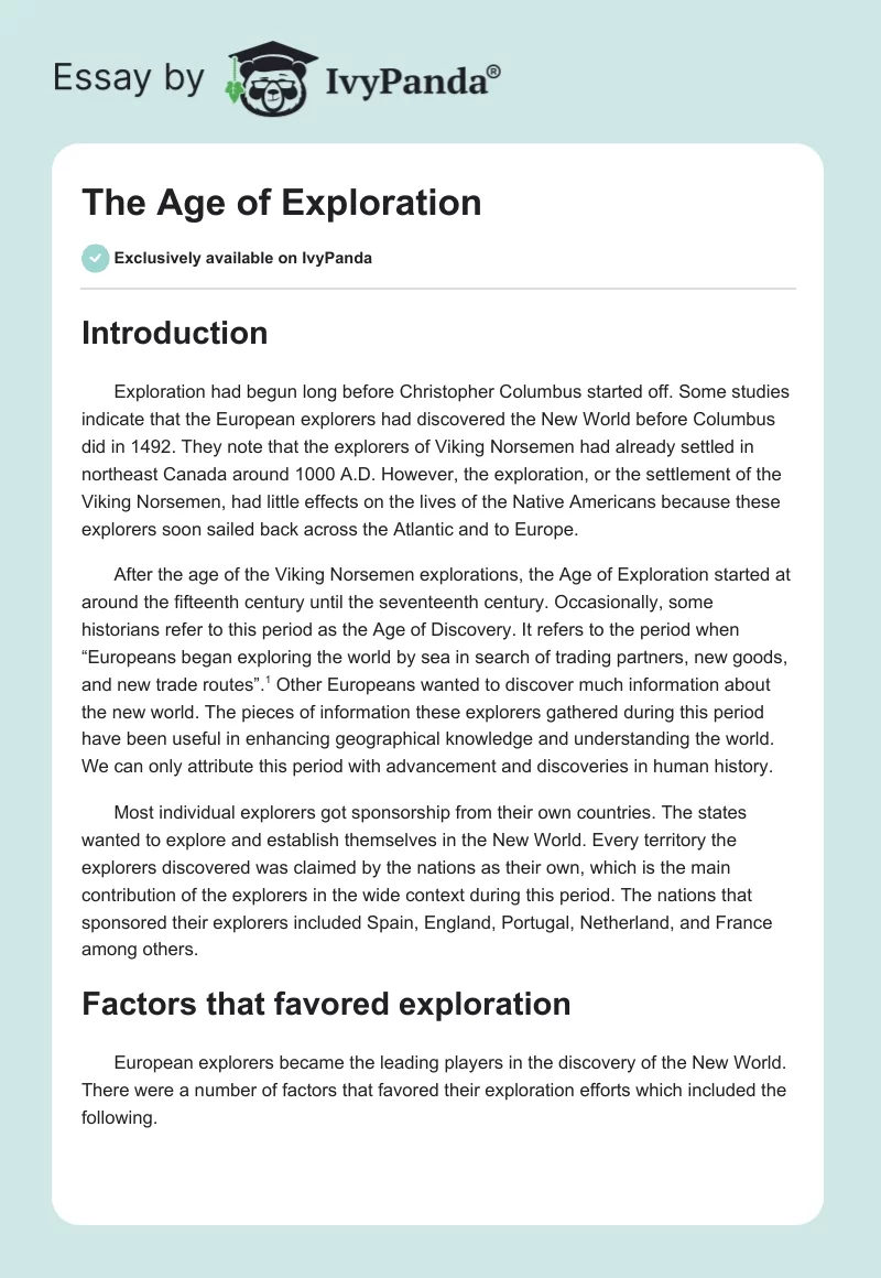 The Age of Exploration. Page 1