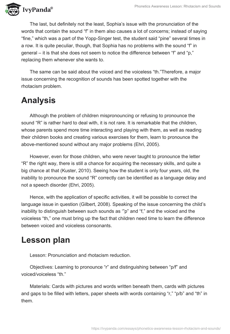 Phonetics Awareness Lesson: Rhotacism and Sounds. Page 2