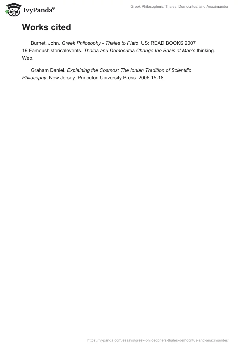 Greek Philosophers: Thales, Democritus, and Anaximander. Page 2